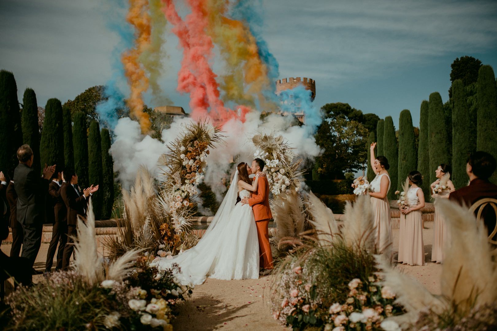 colorful-epic-castell-sant-marcal-wedding